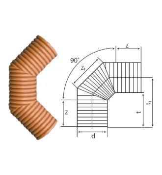 Отвод 90° ПП 340/300 канализационный гофрированный SN8-SN16